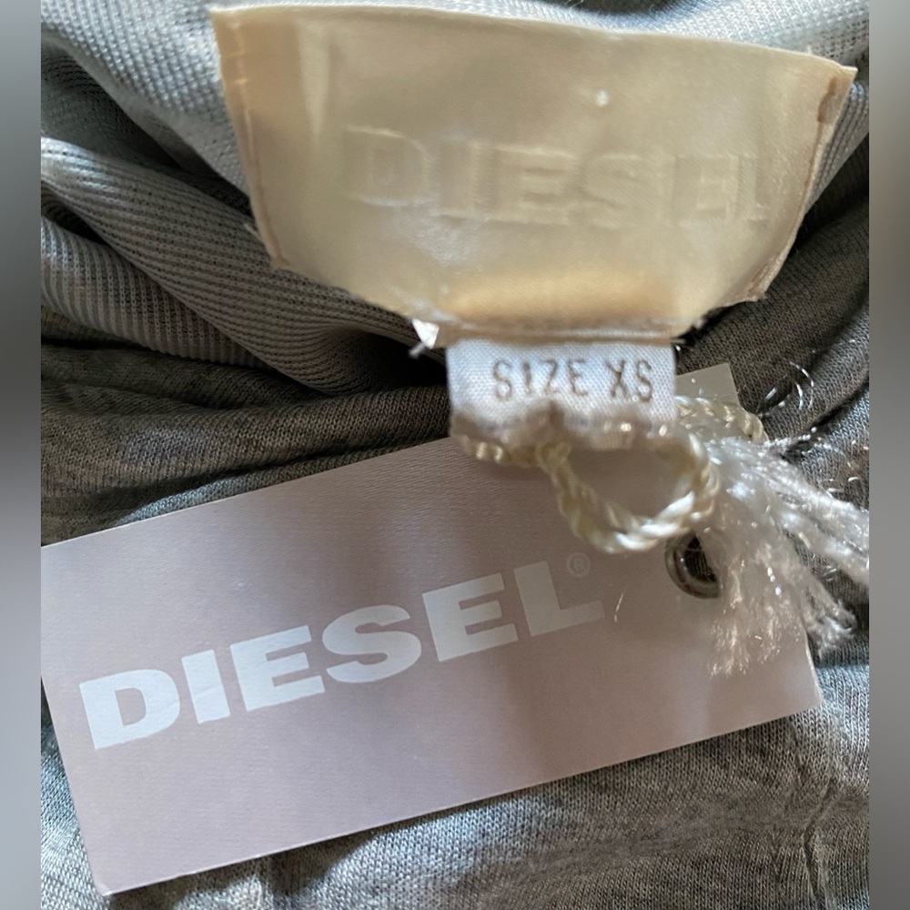 NEW w/TAGS DIESEL Turtleneck Bodycon Gray Visible Seams Balloon Bottom Dress XS - Picture 2 of 13